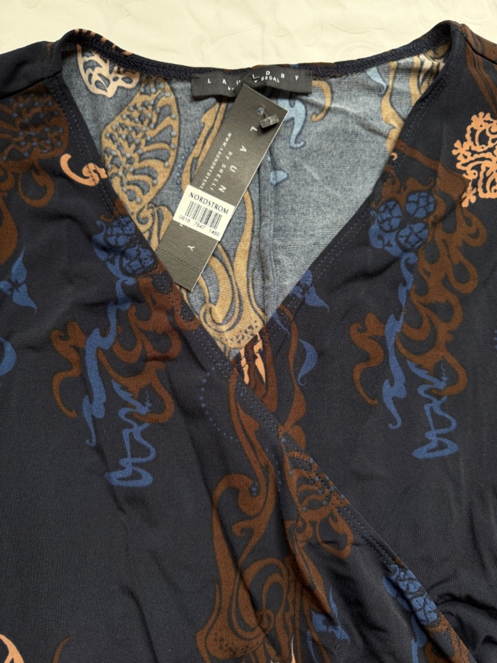 NWT Laundry by Shelli Segal Faux Wrap Dress Blue Sz 12 - Picture 2 of 7